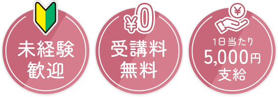 未経験者歓迎 受講料無料 1日当たり5,000円支給